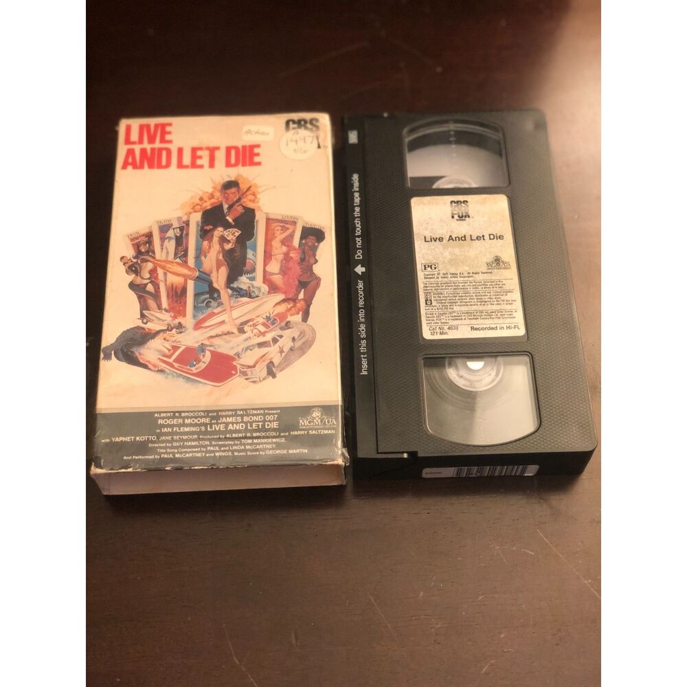 Live And Let Die VHS 1973 James Bond 007 vintage movie CBS Video cassette tape